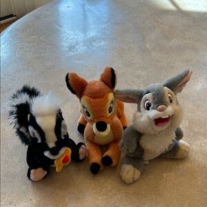 Disney Plush Toy Trio - Bambi. Thumper. Flower